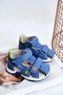 New Boto Sandały Dziecięce na Rzepy Niebieskie Nubira