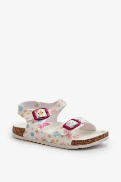 Clearance Sandały Dziecięce W Kwiaty Z Klamrami Białe Memoria Dzieci Dziewczęce