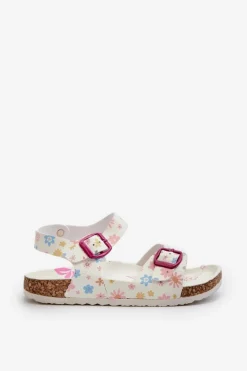 Clearance Sandały Dziecięce W Kwiaty Z Klamrami Białe Memoria Dzieci Dziewczęce