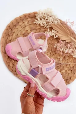Chłopięce>Big Star Shoes Sandały Dziewczęce Na Rzepy Big Star NN374238 Różowe Różowy