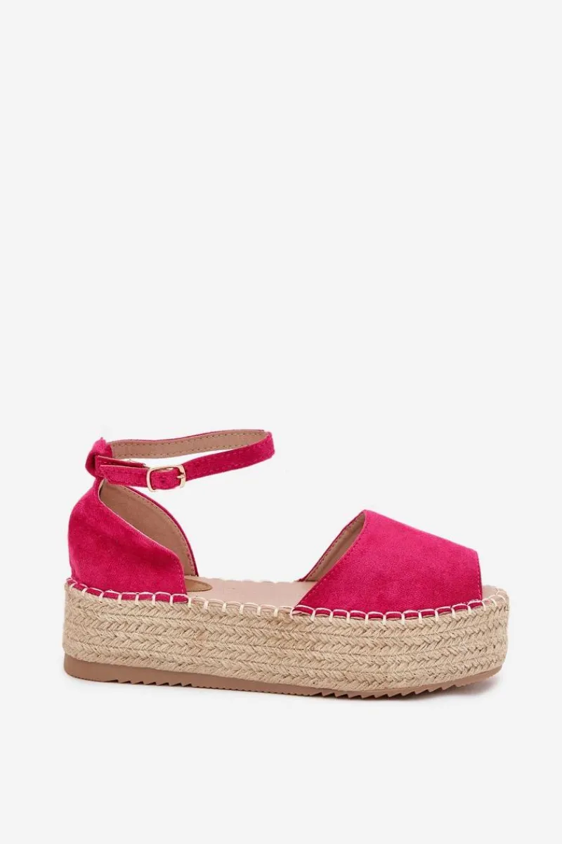 Best Boto Sandały Espadryle Damskie Na Platformie Z Plecionką Fuksja Selise Różowy