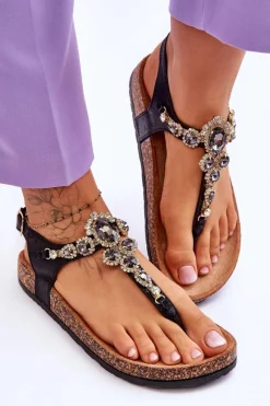 Sandały Płaskie><noscript><img width=