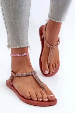 Online Ipanema Sandały Japonki Z Brokatem Damskie 26914 Class Brilha Fem Koralowe Różowy