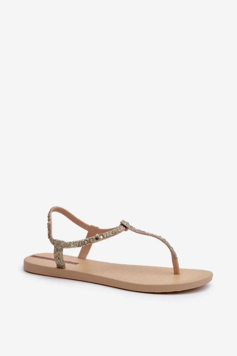 Sandały Japonki Z Brokatem Damskie 26914 Class Brilha Fem Złote Damskie Sandały Gumowe|Sandały Płaskie