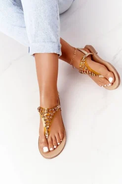 Clearance Boto Sandały Japonki Z Kamieniami Lu Boo Złote