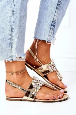 Sale Boto Sandały Japonki Z Kryształami Lu Boo Złote