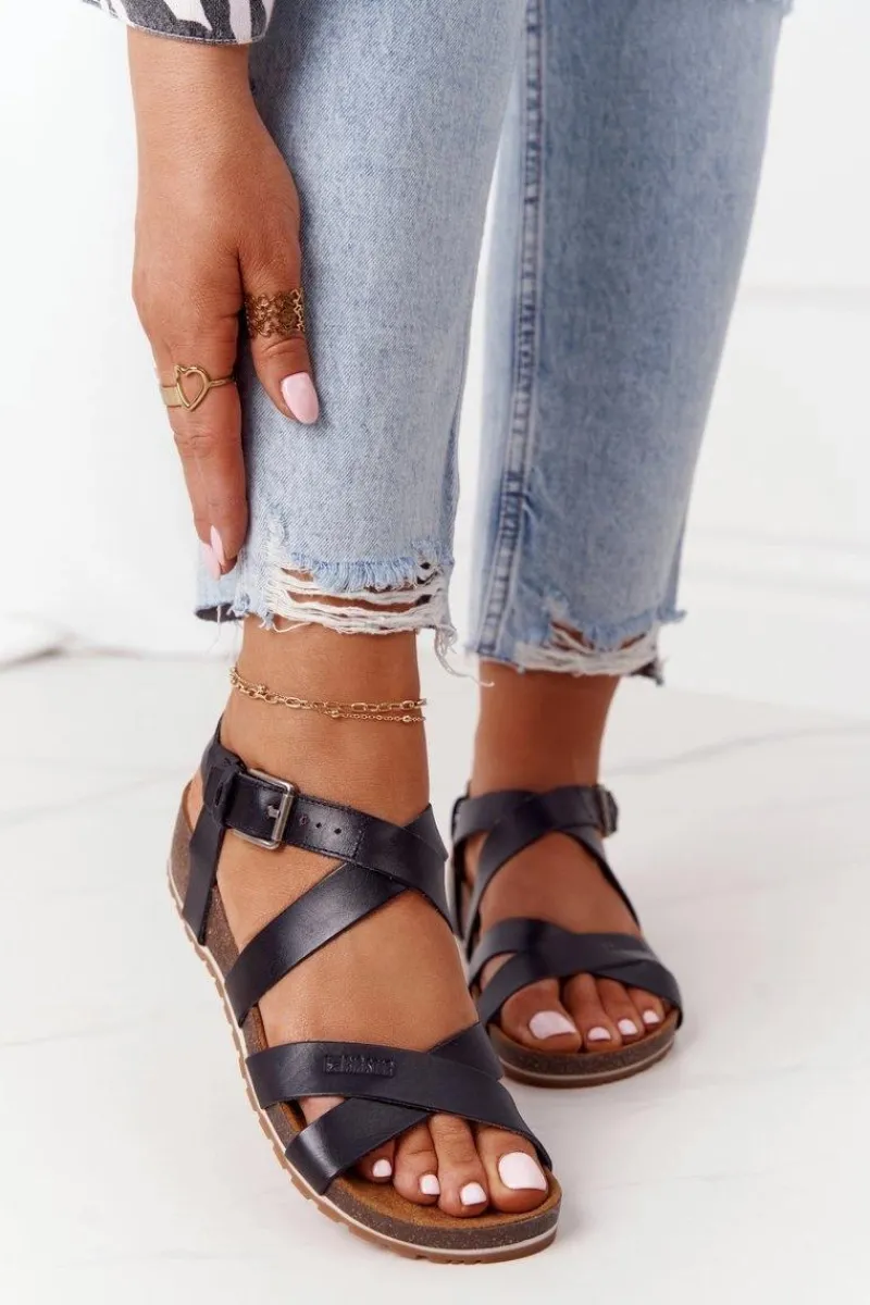 Sandały Big Star|Sandały Na Koturnie>Big Star Shoes Sandały Na Korkowej Podeszwie Big Star DD274A009 Czarne