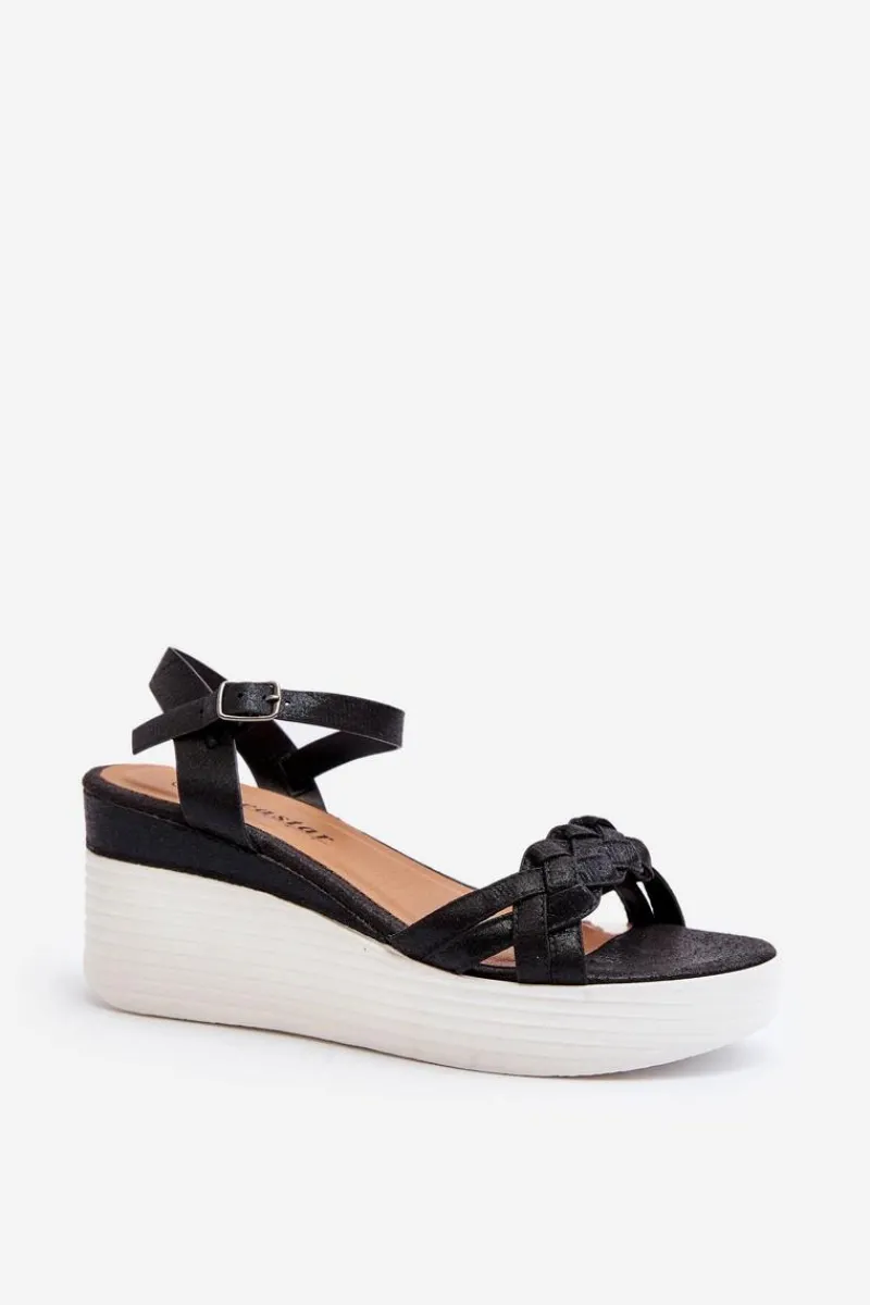 Discount Boto Sandały Na Koturnie Czarne Esinna Czarny