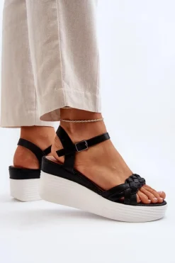 Discount Boto Sandały Na Koturnie Czarne Esinna Czarny