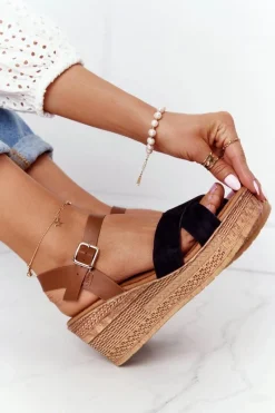 Online Damskie buty S.Barski Sandały Na Koturnie S.Barski GD-38 Czarne