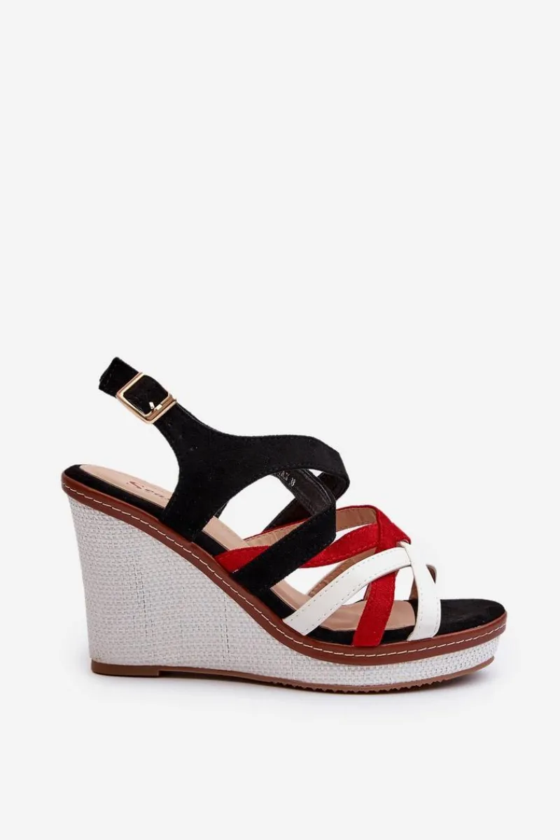 Sandały Na Koturnie Z Paseczkami Czarne Ellen Damskie Sandały Na Koturnie