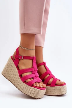 Sandały Na Koturnie>Boto Sandały Na Koturnie Z Plecionką Fuksja Gnosis