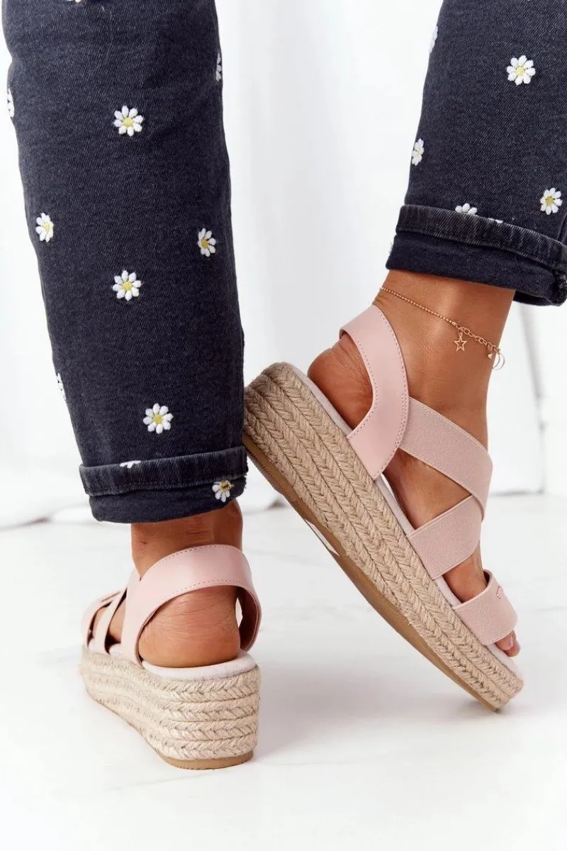 Sandały Big Star|Sandały Na Koturnie>Big Star Shoes Sandały Na Koturnie Ze Ściągaczem Big Star HH274413 Różowe