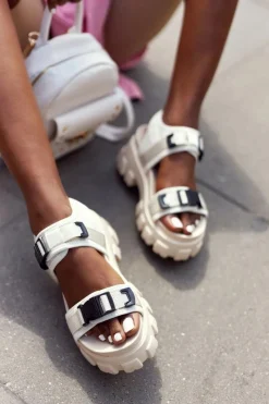 Best Boto Sandały Na Masywnej Platformie Beżowe Fly High