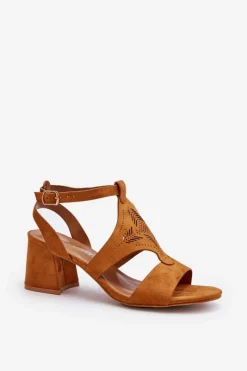 Sale Boto Sandały Na Niskim Obcasie Camel Eleriva Brązowy