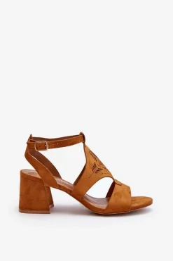 Sale Boto Sandały Na Niskim Obcasie Camel Eleriva Brązowy