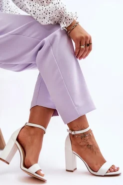 Boto Sandały Na Obcasie Białe Individual