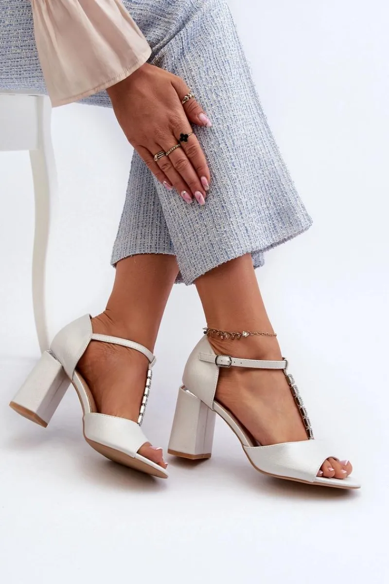 Sandały Na Obcasie>Buty damskie Vinceza Sandały Na Obcasie Z Cyrkoniami Srebrne Aniya