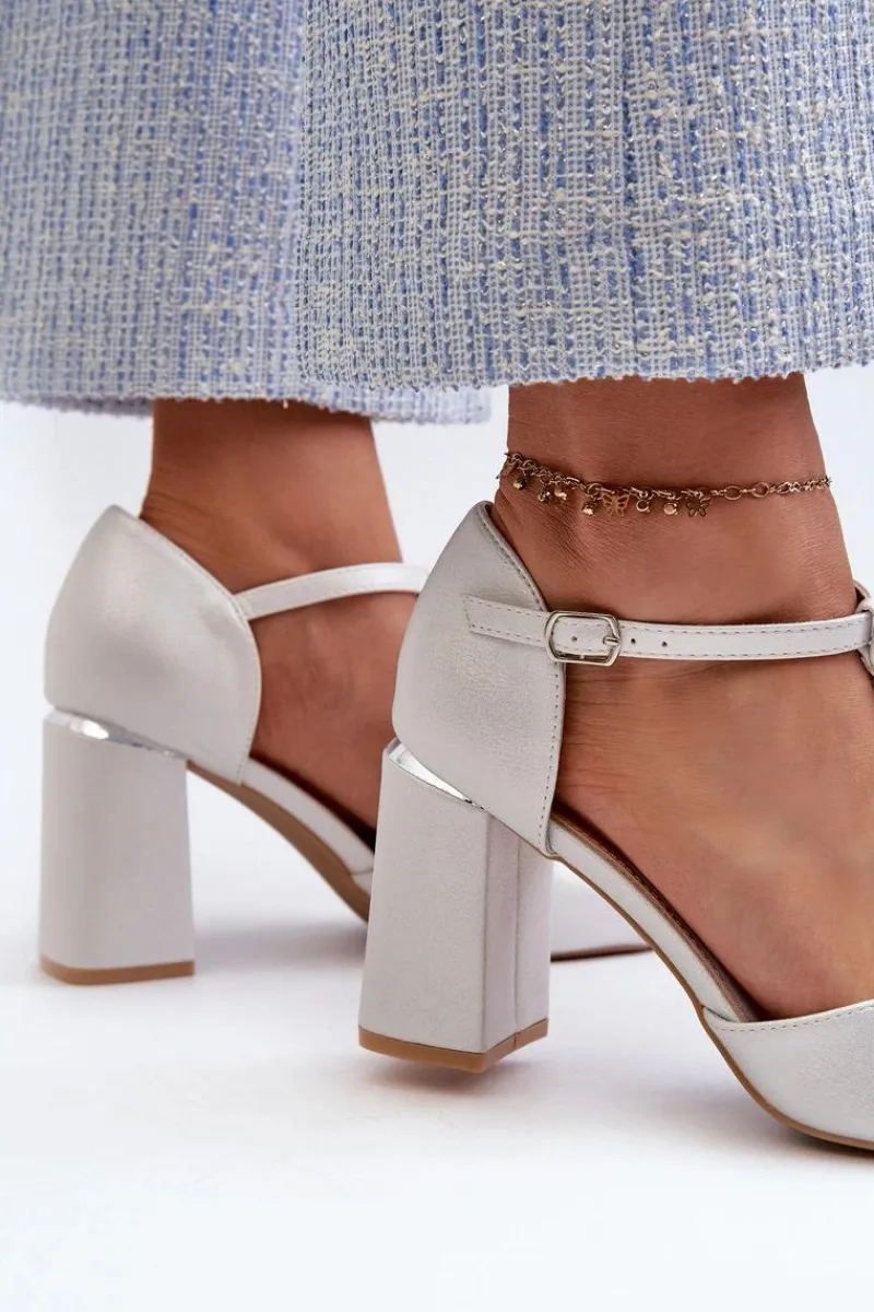 Sandały Na Obcasie>Buty damskie Vinceza Sandały Na Obcasie Z Cyrkoniami Srebrne Aniya