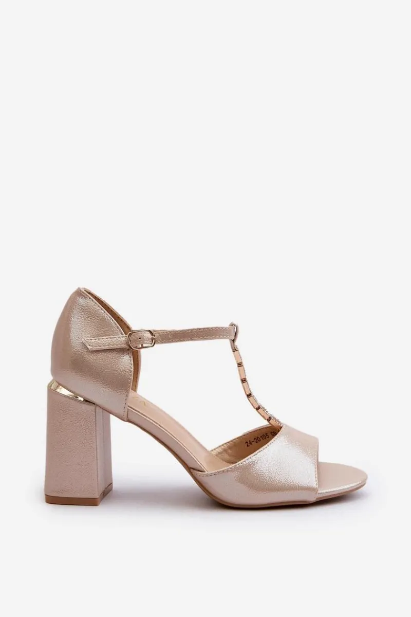 Sandały Na Obcasie>Buty damskie Vinceza Sandały Na Obcasie Z Cyrkoniami Złote Aniya