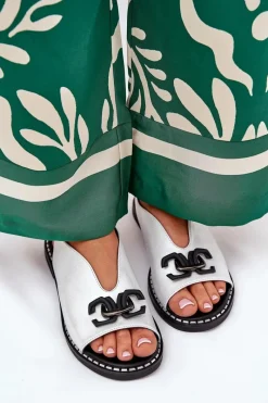 Discount Boto Sandały Na Płaskim Obcasie Z Ozdobą Eko Skóra Srebrne Tillireta Srebrny