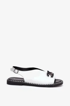 Discount Boto Sandały Na Płaskim Obcasie Z Ozdobą Eko Skóra Srebrne Tillireta Srebrny