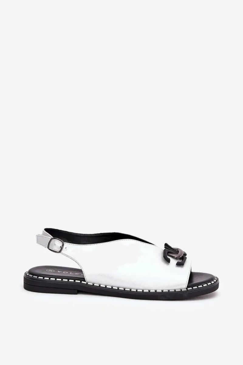 Discount Boto Sandały Na Płaskim Obcasie Z Ozdobą Eko Skóra Srebrne Tillireta Srebrny