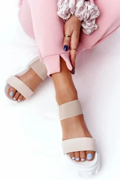 Discount Sandały Na Platformie Beżowe Vagabond Damskie Sandały Gumowe|Sandały Płaskie