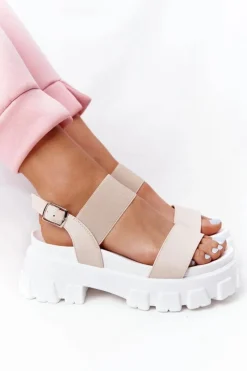 Discount Sandały Na Platformie Beżowe Vagabond Damskie Sandały Gumowe|Sandały Płaskie