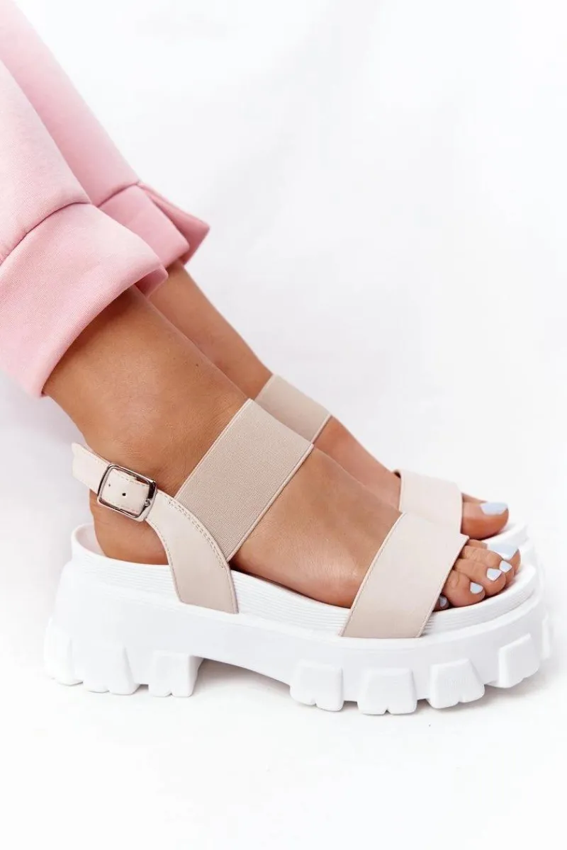 Discount Sandały Na Platformie Beżowe Vagabond Damskie Sandały Gumowe|Sandały Płaskie