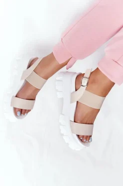 Discount Sandały Na Platformie Beżowe Vagabond Damskie Sandały Gumowe|Sandały Płaskie