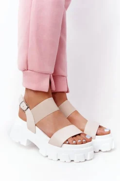 Discount Sandały Na Platformie Beżowe Vagabond Damskie Sandały Gumowe|Sandały Płaskie