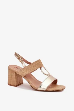 Sandały Na Słupku|Sandały Na Obcasie><noscript><img width=