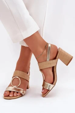 Sandały Na Słupku|Sandały Na Obcasie><noscript><img width=