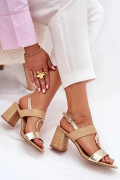 Sandały Na Słupku|Sandały Na Obcasie><noscript><img width=