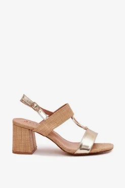 Sandały Na Słupku|Sandały Na Obcasie><noscript><img width=