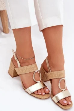 Sandały Na Słupku|Sandały Na Obcasie><noscript><img width=