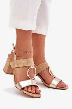 Sandały Na Słupku|Sandały Na Obcasie><noscript><img width=