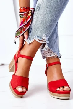 Sandały Na Obcasie>Boto Sandały Na Słupku I Platformie Czerwone Maggie