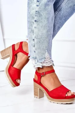 Sandały Na Obcasie>Boto Sandały Na Słupku I Platformie Czerwone Maggie