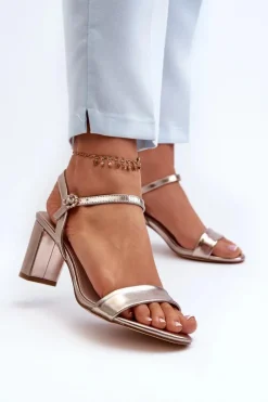 Sandały Na Obcasie>Evento Sandały Na Słupku Szampańskie Glindra