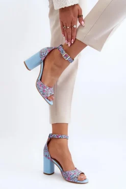 Clearance Boto Sandały Na Słupku W Kwiaty Niebieskie Vitamella