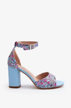 Clearance Boto Sandały Na Słupku W Kwiaty Niebieskie Vitamella