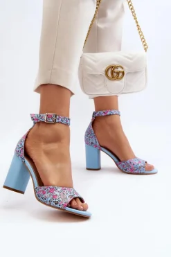 Clearance Boto Sandały Na Słupku W Kwiaty Niebieskie Vitamella