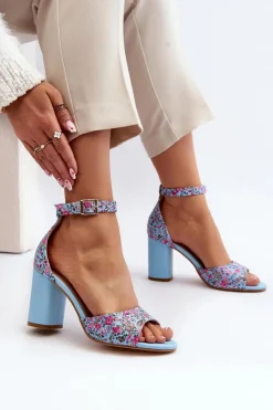 Clearance Boto Sandały Na Słupku W Kwiaty Niebieskie Vitamella