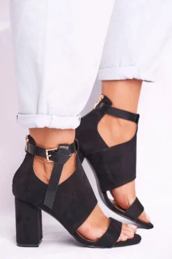 Sandały Na Obcasie></noscript>Buty damskie Vinceza Sandały Na Słupku Z Cholewką Vinceza 20-17054 Czarne