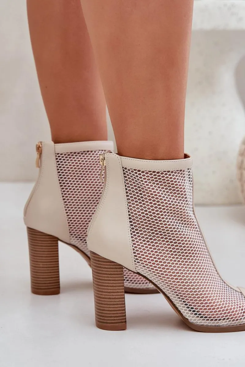 Hot Sandały Na Słupku Z Cholewką Beżowe Taniffia Damskie Sandały Na Słupku|Sandały Z Cholewką