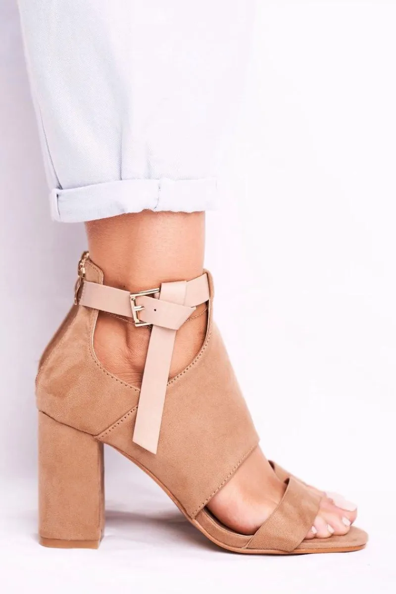 Sandały Na Obcasie>Buty damskie Vinceza Sandały Na Słupku Z Cholewką Vinceza 20-17054 Beżowe