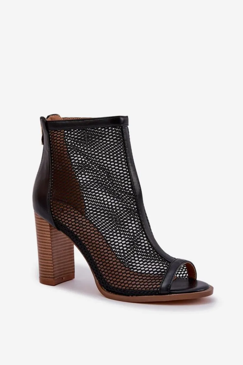 Sandały Na Słupku|Sandały Z Cholewką>Boto Sandały Na Słupku Z Cholewką Czarne Taniffia Czarny