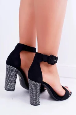 Sandały Na Obcasie>Boto Sandały Na Słupku Z Cyrkoniami Lu Boo Czarne